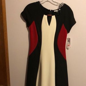 Red, black and white dress